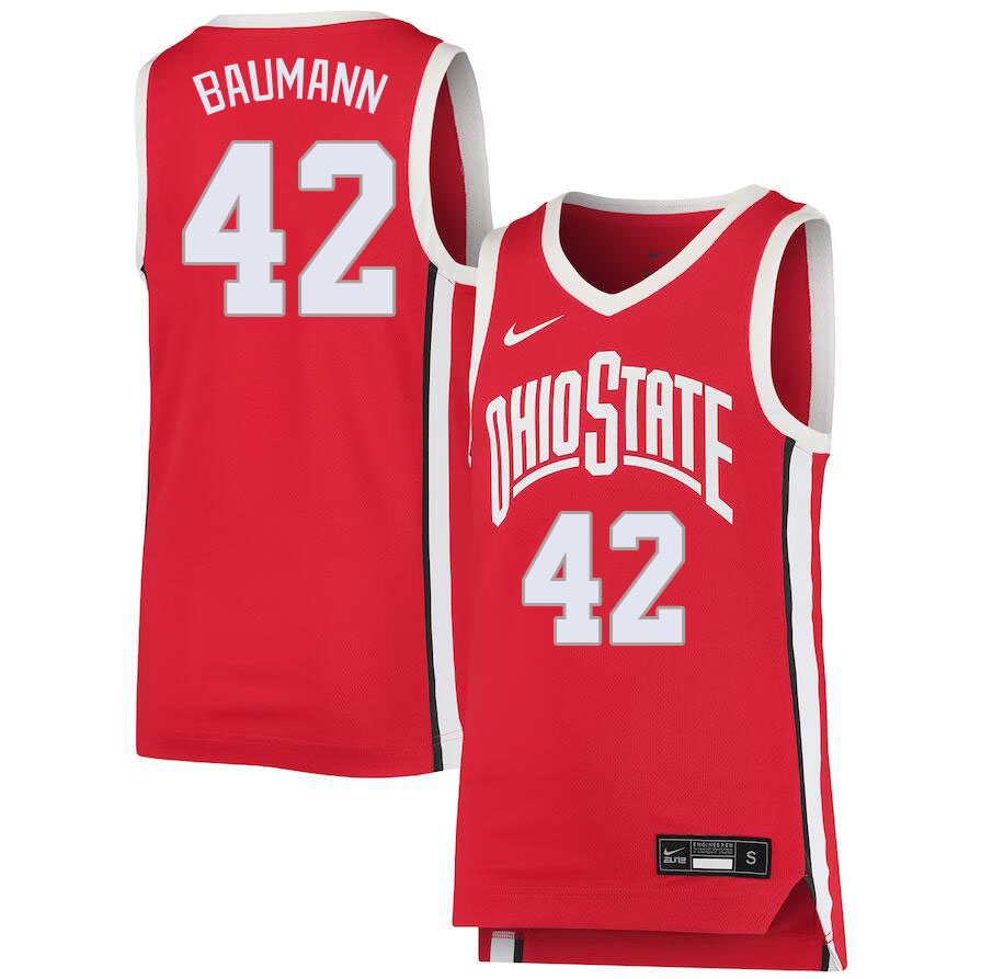Ohio State Buckeyes #42 Colby Baumann College Basketball Jerseys Stitched Sale-Red